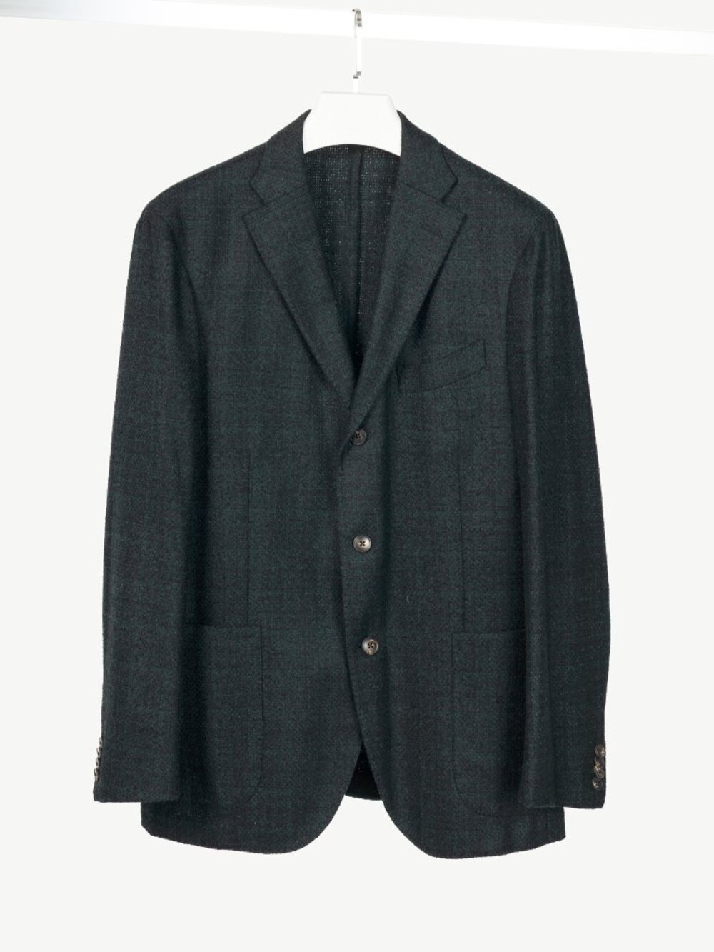 Boglioli Green & Black Plaid Wool-Blend Tweed K-Jacket Blazer